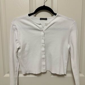 Brandy Melville, white cotton button down cropped top
